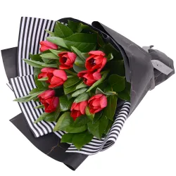 send 1 dozen fresh red tulips in a bouquet to manila