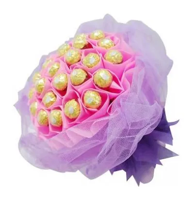 24pcs Ferrero Rocher in a Pink Bouquet to Philippines